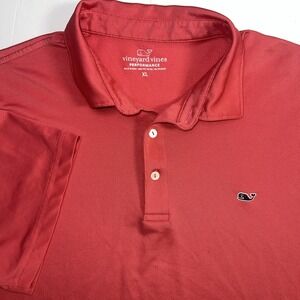 Vineyard Vines Shirt Men's XL Pink/Coral Performance Polo Blue Whale Preppy